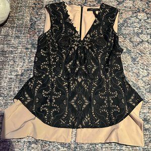 BCBG Lace Black and Tan Tank Top - Size Medium